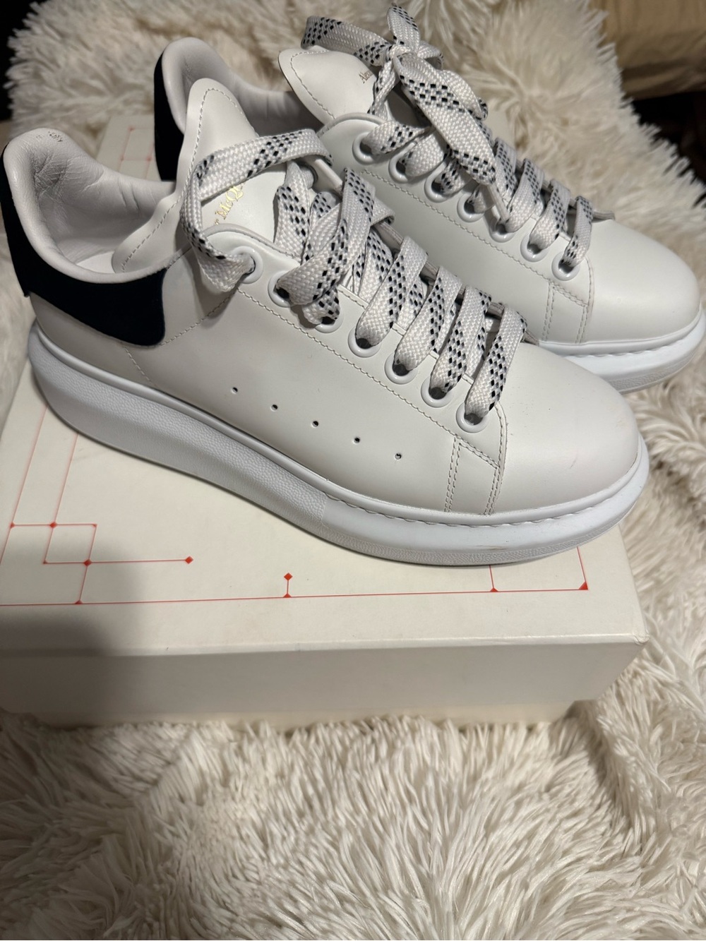 Alexander McQueen White Sneakers with Black Heel Tab